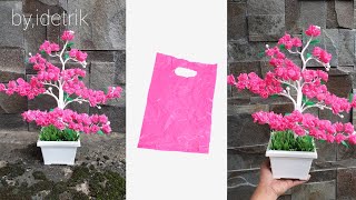 Beautiful Flower Craft from Crackle Plastic || Cara Buat Tanaman Hias Bunga Cantik Plastik Kresek