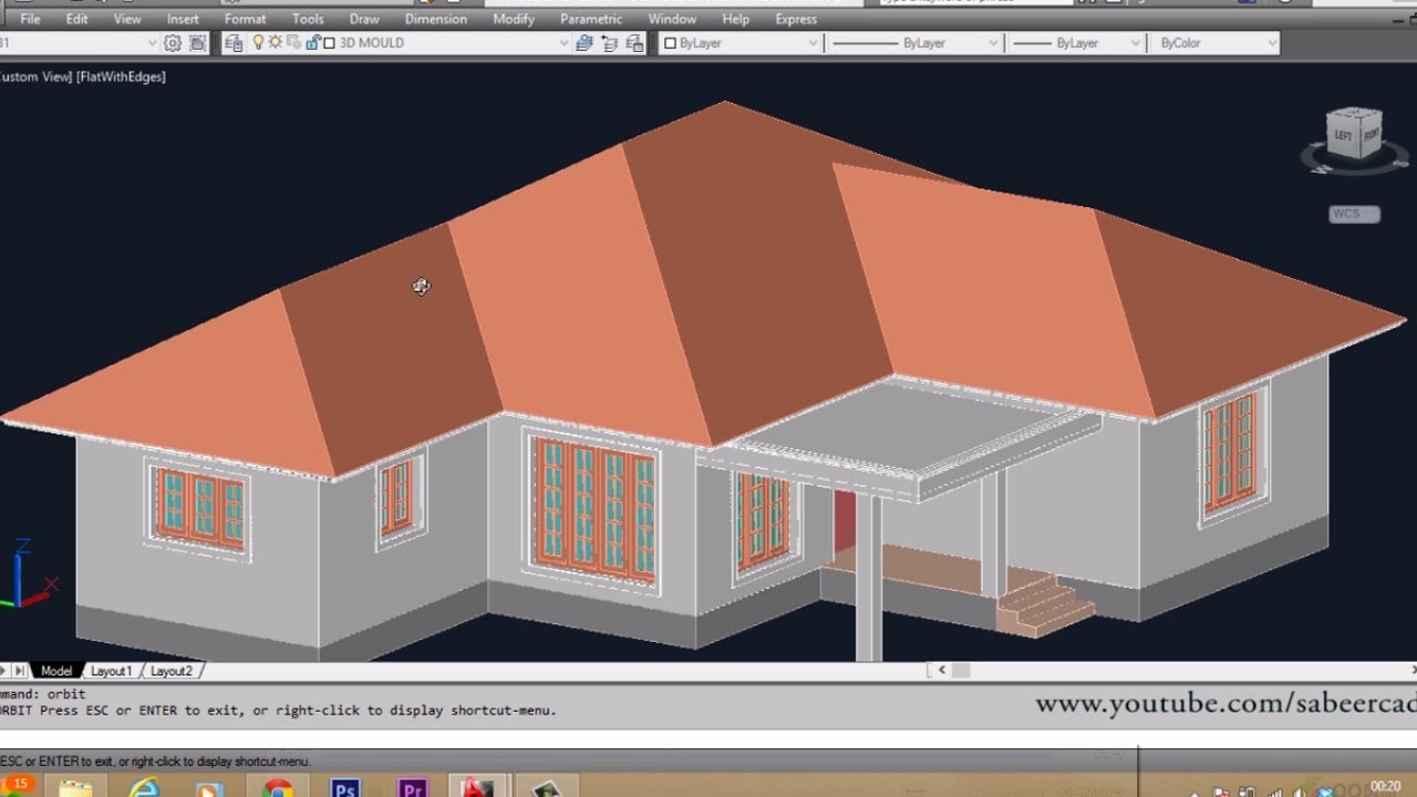 AUTOCAD 3D HOUSE PART6 SLOPED ROOF AUTOCAD SLOPED ROOF 