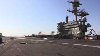 Aircraft are recovered aboard USS George H.W. Bush (CVN 77)