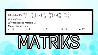 Mencari Nilai x dan y pada Kesamaan Matriks