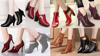 New Top most beautiful genuine leather ankle boots//high heels brand shoes//pointed toe shoes design