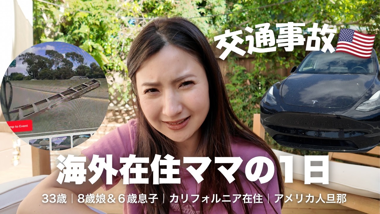運転中、前からハシゴが落ちてきた!ドラレコあり。テスラY #アメリカ生活