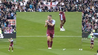 HIBS FANS APPLAUDE JOHN MCGINN (HIBS V ASTON VILLA)