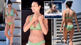 Demi Moore makes a splash in green bikini as she soaks up the sun in the Mediterranean demimoore