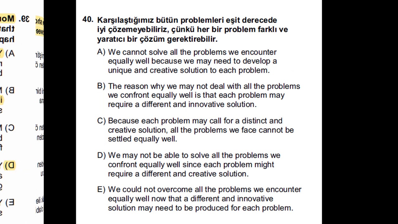 2018 YDS İlkbahar Çeviri Soruları (37-42. Sorular) - YouTube