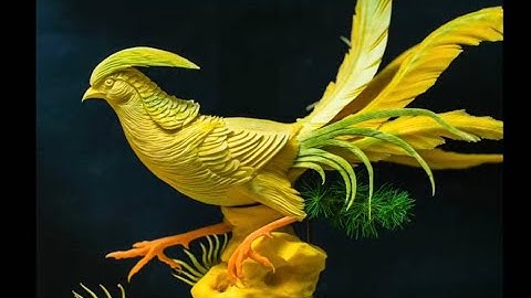 Cách cắt tỉa hoa quả, cách tỉa chim trĩ từ bí đỏ / carving pheasant with pumpkin