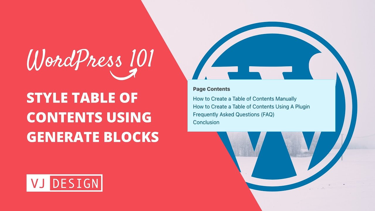 How to style our Table Of Contents (TOC) using GenerateBlocks - YouTube