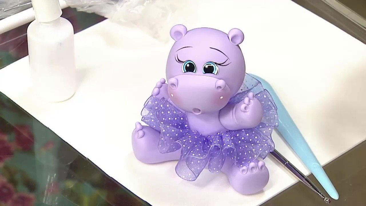 Aprender a fazer um lindo hipopótamo de biscuit! 20/09/2017