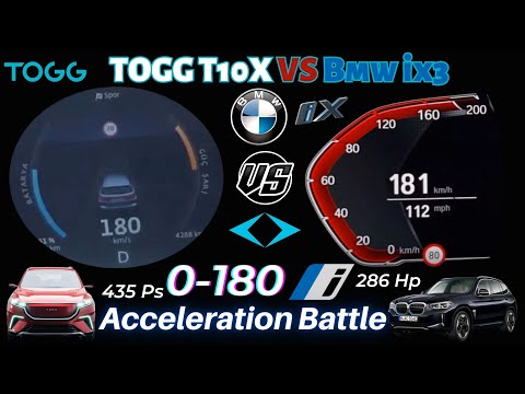 TOGG T10X AWD 435 Hp VS Bmw iX3 286 Hp 0-100 0-180 Hızlanma Testi inceleme Acceleration Battle Test