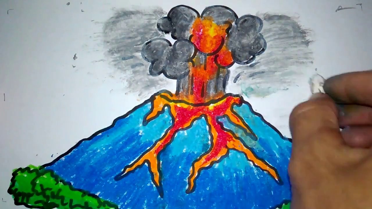 Contoh Gambar Ilustrasi Gunung Meletus Hilustrasi