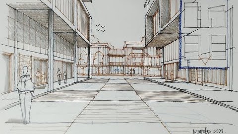 Perspective Drawing : Draw building 02 in One Point Perspective #shorts