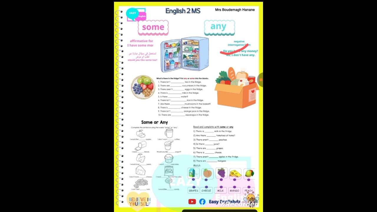 Any و  some مع الفريق الاصفر الثانية متوسط 