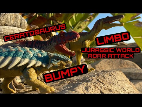 JURASSIC WORLD ROAR ATTACK BUMBY, LIMBO , CERATOSAURUS REVIEW, CAMP CRETACEOUS