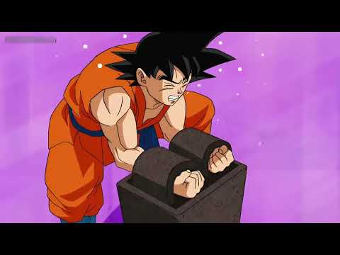 Goku y vegeta levantan pesas