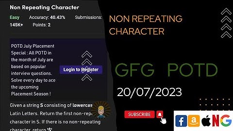 Non Repeating Character Easy | POTD | GFG Problem of the Day | C++ @CodeThurst