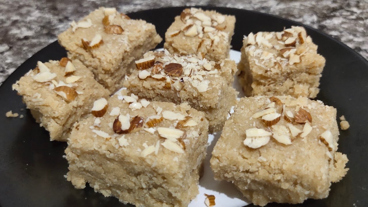 Wheat Flour Recipe Sweet Dish Milk Powder & Coconut Mithai