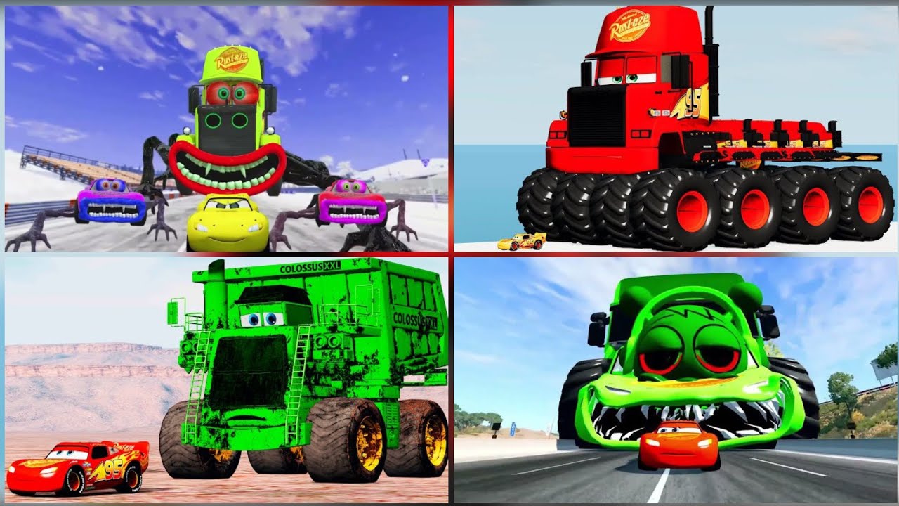  EPIC ESCAPE FROM MONSTER FLATBED TRUCK VS SPIDER-CAR IN BEAMNG DRIVE