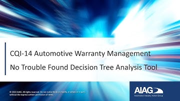 CQI-14: No Trouble Found (NTF) Decision Tree Analysis Tool Overview | AIAG