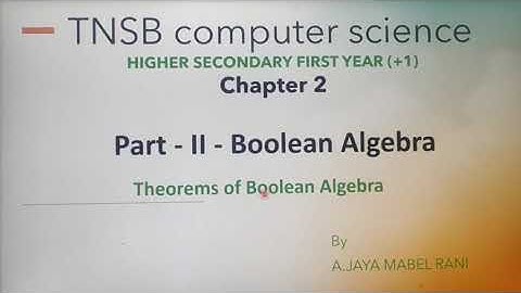 Theorems of Boolean Algebra, in English, part 5, Chapter 2-2, A. Jaya Mabel Rani/AP