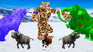 Giant Cheetah Wolf Vs Zombie Mammoth Save Buffalos and Elephant Attacked by Wild Wolf Animal Revolt