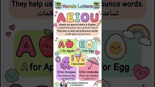 📚 Vowels Letters (A - E - I - O - U) 🌈تعليم الحروف المتحركة للأطفال بطريقة سهلة وبسيطة ❤️