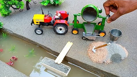 diy tractor making science project || concrete bridge |cow miniature | how to make slime part - 3