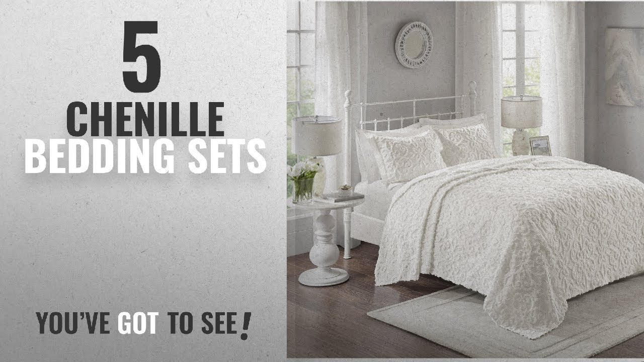 Top 10 Chenille Bedding Sets 2018 Sabrina 3 Piece Cotton Bedspread Set White King Cal