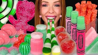 ASMR Watermelon Dessert Mukbang 🍉 Giant Sour Patch Kids, Snail Jelly, Lucas Salsagheti Candy