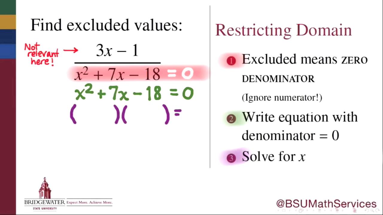 Finding Excluded Values for Rational Expressions (MATH 095