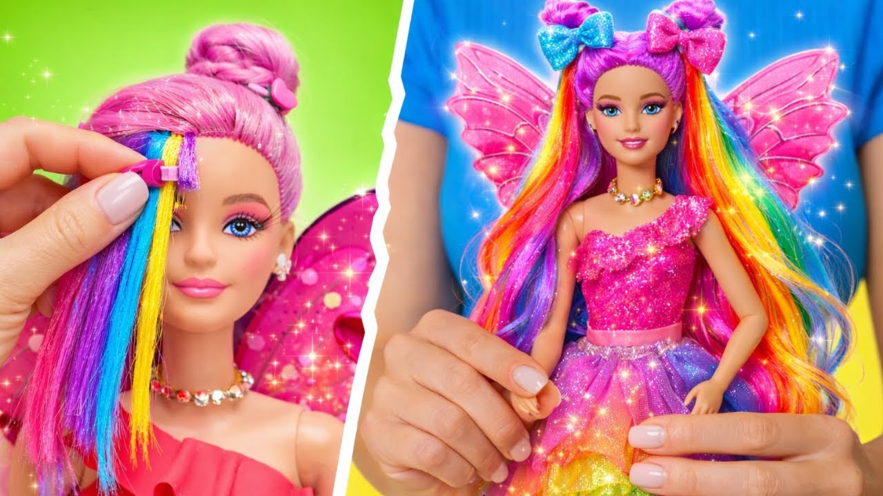 💄🧚‍♀️ Полное преображение кукол! DIY-трюки: ванна, причёски, платья и крылья ✨👗