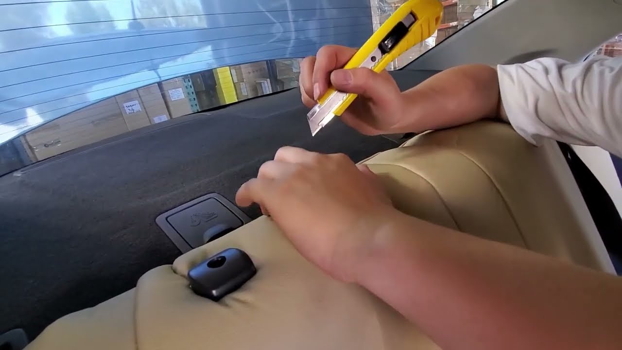 How to Make Openings for Headrest Posts and Backrest Release Levers to Install Car Seat Covers #1