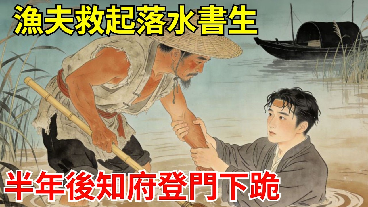 漁夫救起落水書生，自家漁船卻被掀翻。半年後，新任知府登門下跪：恩公，當年若非您，我早已葬身江底！#故事頻道#聽書#民間故事#說書#善有善報#爽文