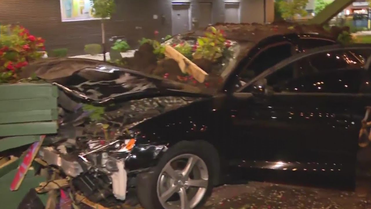Car crashes into Ainslie Arts Plaza in Lincoln Square