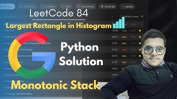 LeetCode 84 - Largest Rectangle in Histogram | Stacks | Python Solution