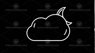 Night Cloud weather forecast line icon on the Alpha Channel
