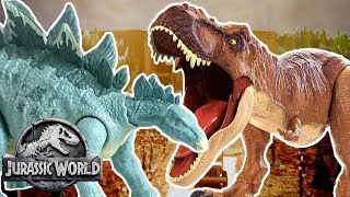 Dinosaur Battles: T-Rex VS Stegosaurus | Jurassic World | Mattel Action!