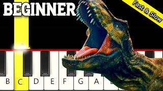 Jurassic Park Theme - Fast and Slow (Easy) Piano Tutorial - Beginner