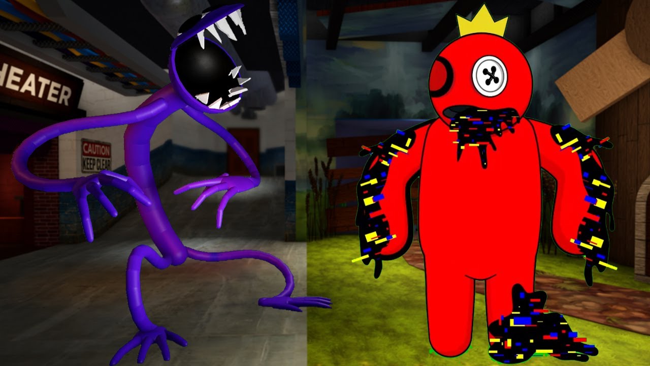 Friday Night Funkin' Animation Rainbow Friends Corrupted Red vs 3D ...