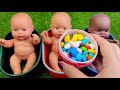 3 Rainbow BathTubs with M&M Candy #asmr #oddlysatisfying #rainbow