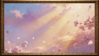 Soft Sakura Sky 🌸 | Calm Pastel Sunset & Falling Petals | Relaxing 4K Ambience screenshot 4