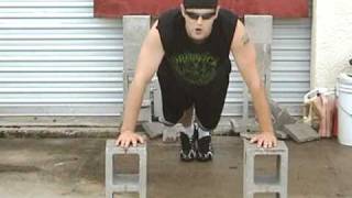 Street Survival Inclined Push Ups using Cement Blocks