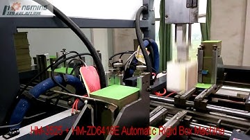 HM-3525 + HM-ZD6418E Automatic Rigid Box Machine with Chipboard Assembling Machine in Client