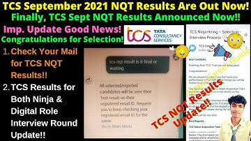 🔴Big Update, TCS Sept 2021 NQT Results Are Out Now! Check Your Email (Spam) for TCS NQT 2021 Result🔥