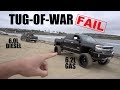 DIESEL VS. GAS TRUCK TUG-OF-WAR FAIL!