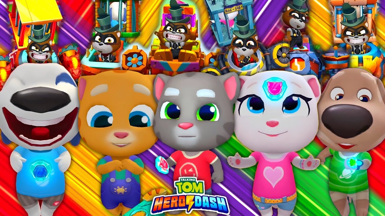 Talking Tom Hero Dash - Full Raccoons Bosses Traps Outfits Vs All Classic Heroes Fight For Survival