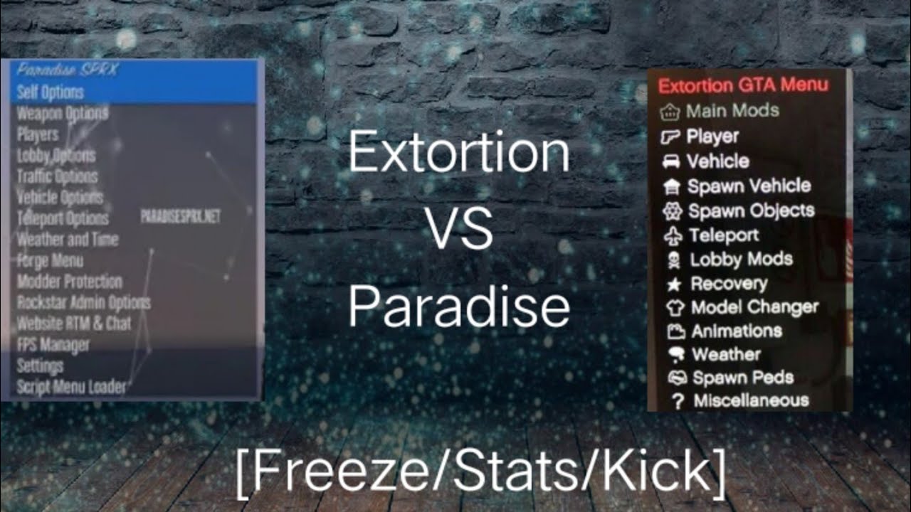 Extortion v4.1.9.7 vs Paradise DEX 2.1.1 [Freeze/Stats/Kick]