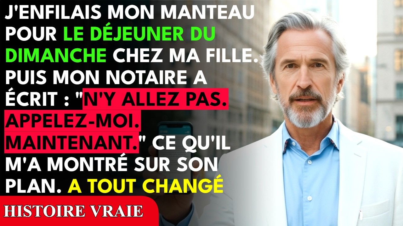 Hier encore, je préparais mon café quand mon notaire m’a écrit : « N’allez nulle part. C’est urgent. » À soixante-sept ans, je croyais ma vie rangée. Puis j’ai découvert que ma propre fille, celle...