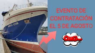 Esta es tu oportunidad de trabajar en un barco de pesca en Alaska. Entrevista el día 5 de Agosto.