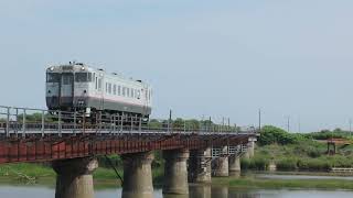 2025.6.25 JR北海道 日高本線 鵡川~浜厚真間 厚真川橋梁 普通2228D キハ40 1747号車 (旧宗谷急行色)♪