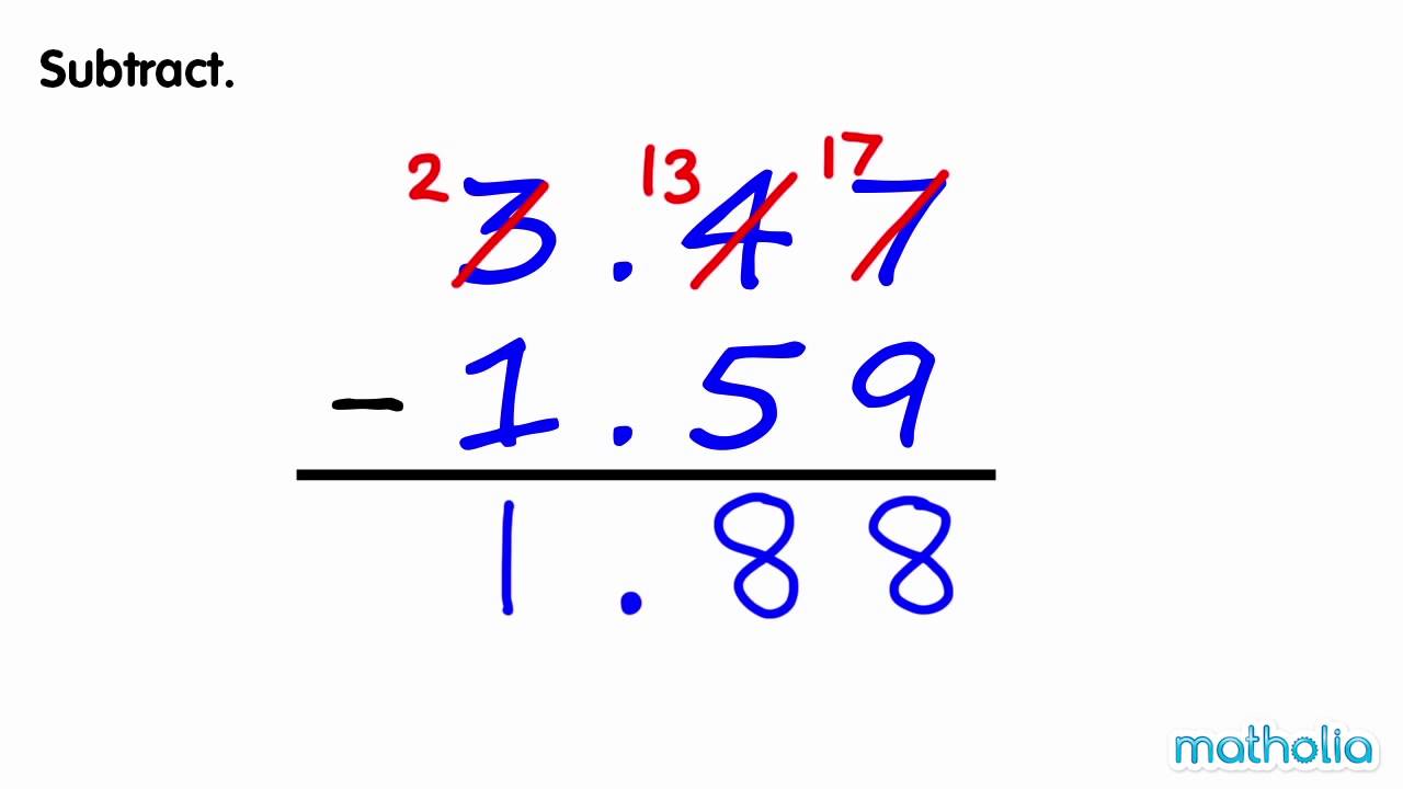 Subtraction of Decimals (With Regrouping) - YouTube